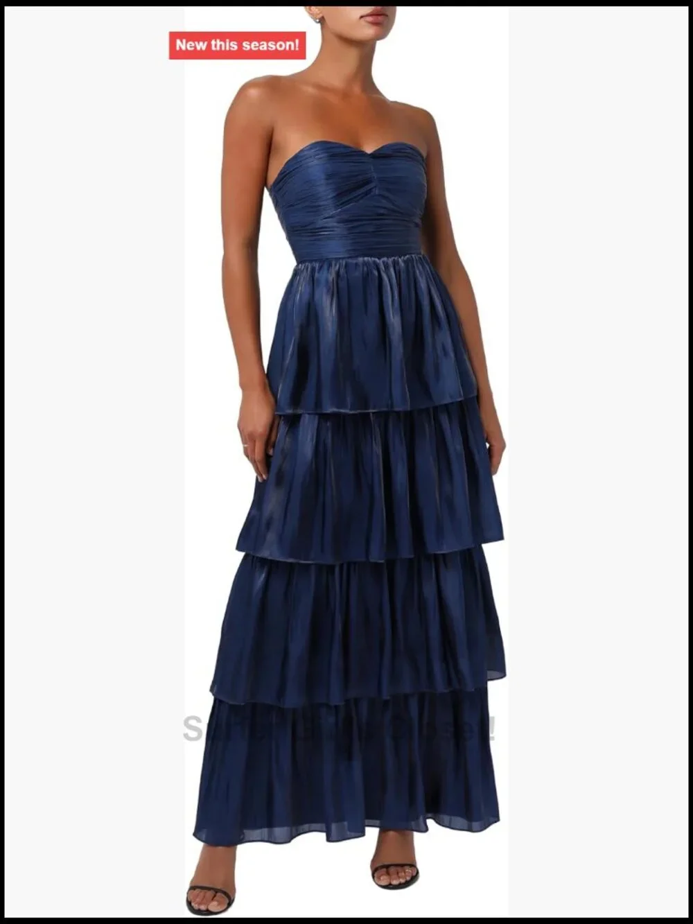Lulus Bella Tiered Strapless Maxi Dress Formal Gown Satin A-Line Sleeveless
